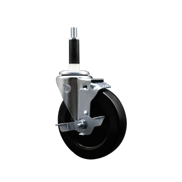 5'' SS Hard Rubber Swivel 7/8'' Expanding Stem Caster with Brake
